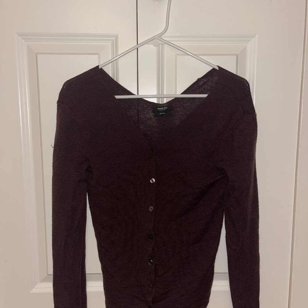 Massimo Dutti V-Neck Wool Button Cardigan